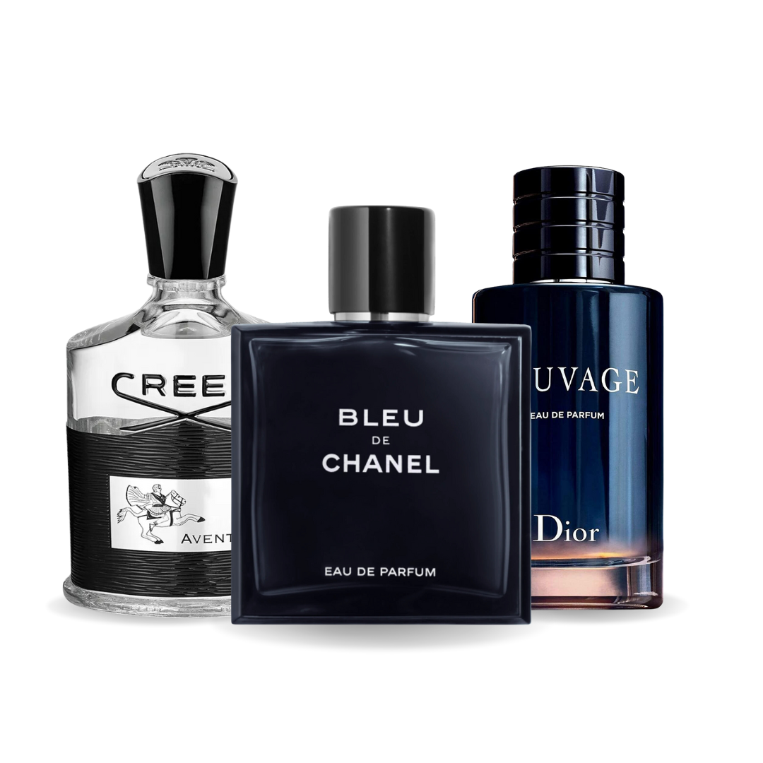 Pachet promoțional 3 parfumuri Creed AVENTUS, BLEU DE CHANEL și Dior SAUVAGE 100ml