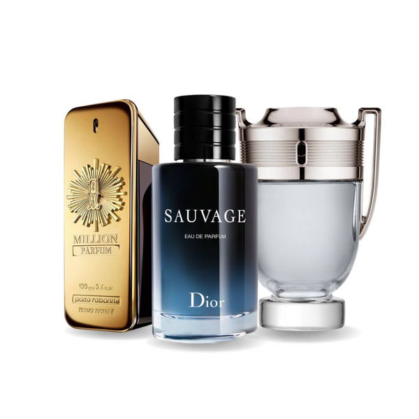Pachet promoțional 3 parfumuri Paco Rabanne ONE MILLION, Dior SAUVAGE și Paco Rabanne INVICTUS 100ml