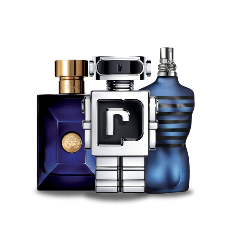 Pachet promoțional 3 parfumuri Versace DYLAN BLUE, Paco Rabanne PHANTOM și Jean Paul Gaultier ULTRA MALE 100ml