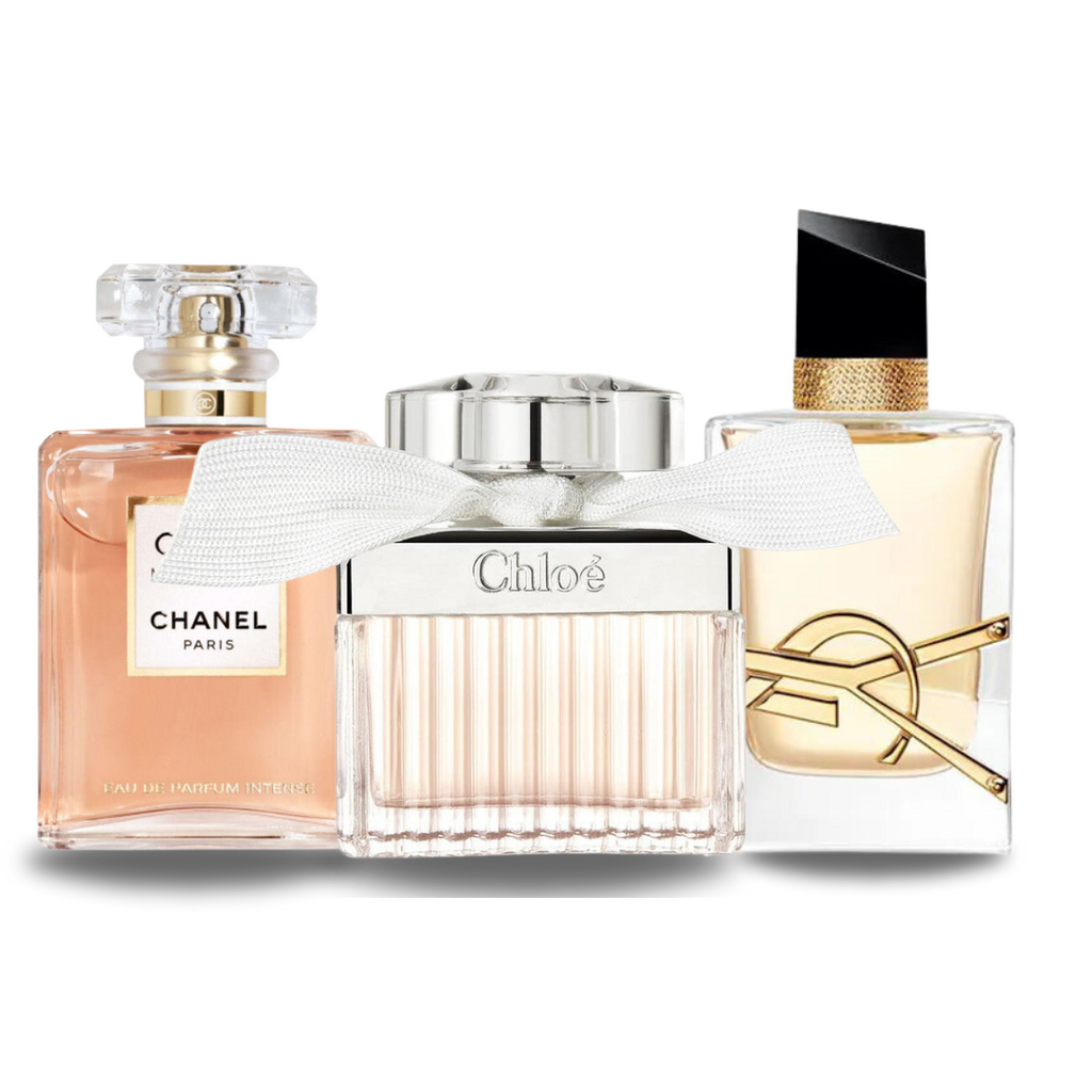 Pachet promoțional 3 parfumuri Chanel COCO MADEMOISELLE, Yves Saint Laurent LIBRE și CHLOÉ 100ml