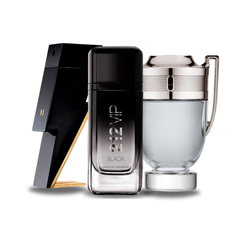 Pachet promoțional 3 parfumuri Carolina Herrera BAD BOY, Carolina Herrera 212 VIP BLACK și Paco Rabanne INVICTUS 100ml